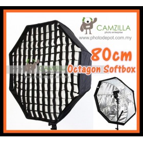 Camzilla Umbrella Octagon Softbox Brolly Reflector Speedlite with Grid - 80CM